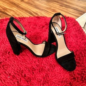 Black Suede Steven Madden  dress Sandals. Size 6.5M only worn around the house.